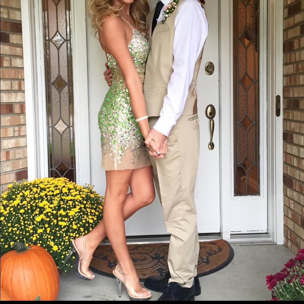 Homecoming dress - Sparkly green and silver